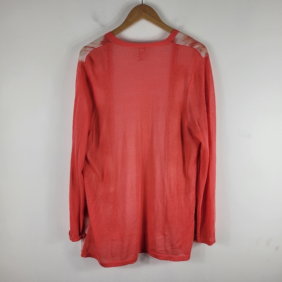 Chicos Sheer Tie Dye Marble Long Sleeve Open Front Light Weight Cardigan Coverup - Picture 7 of 7